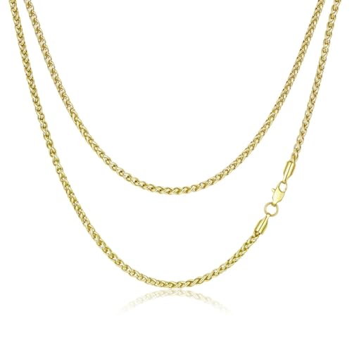 FOSIR �E�B�[�g�l�b�N���X �j���p 2.5/3/4/5mm �����b�L�l�b�N���X 14K�S�[���h���b�L�`�F�[�� �X�e�����X�X�`�[���l�b�N���X �j�����p, 30.0 Inches long, �X�e�����X�|, ��΂Ȃ�