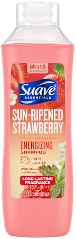 Suave Shampoo, Sun-Ripened Strawberry Family-Size โ Energizing Shampoo with Strawberry Extract & Vitamin E, 22.5 Oz