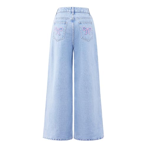 Women's Casual Loose High Waist Washed Straight Leg Wide Leg Jeans Pocket Embroidery Decoration Jeans2