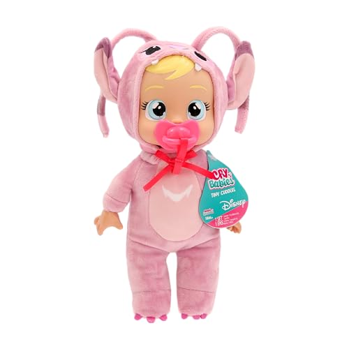 Cry Babies Tiny Cuddles - Muñeca nutritiva de 10.8 pulgadas que llora lágrimas reales - Ángel de Disney