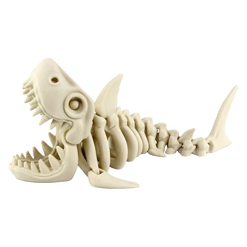 PowerTRC 3D Printed Skeleton Megalodon – Prehistoric Collectible Articulating Dinosaur 3D Figurine Desk Decoration for Teens and Adults, Made in USA