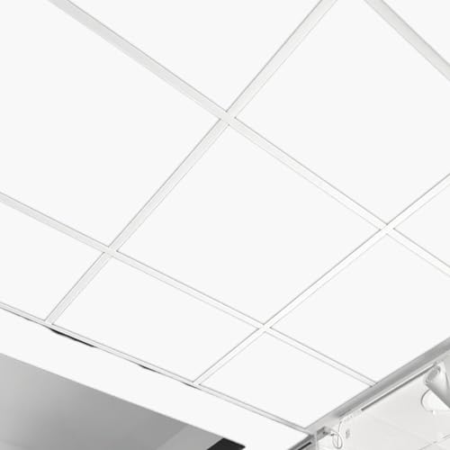 10m2 White Suspended Ceiling Grid System 600mm x 600mm Complete Suspension with White Vinyl Easyclean Wipeable Ceiling Tiles 595mm x 595mm 7mm 30 Tiles