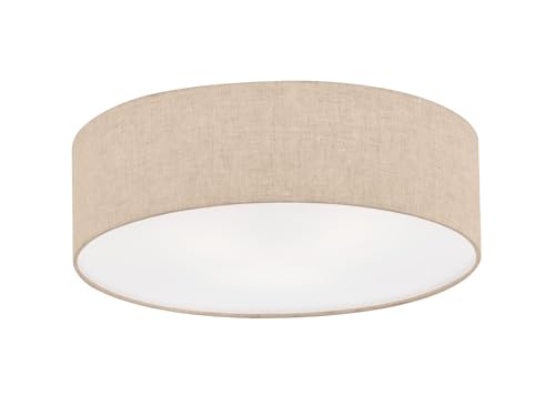 Plafonnier rond avec abat-jour en lin beige, Ø 40 cm
