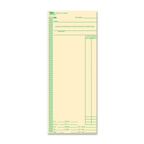 Fiche Lathem Time Card avec format 3-3/8 x 8-1/4 à impression nette