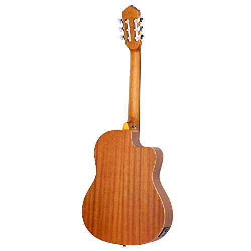 Ortega Guitars Family Series Thinline Acoustic-Electric Left-Handed Nylon Classical 6-String Guitar W/Bag, (Rce125Sn-L) #TOP1