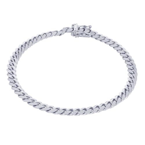 Nuragold 14K Real White Gold Solid Miami Cuban Link 5mm Chain Bracelet (7