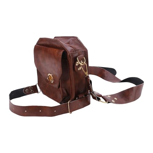 Bolsa de pierna steampunk para senderismo y rutas en moto color marrón