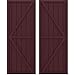 Ekena Millwork ARW102BF621X78WRH Americraft Six Exterior Real Wood Two Equal Panel Framed Board-n-Batten Shutters w/Double Z-Bar (Per Pair), 21"W x 78"H, Wine Red