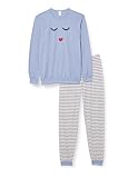 CALIDA Kinder Pyjamaset Girls Dreams, blau Bündchen-Pyjama aus 100% Baumwolle, besonders weich, Größe: 164