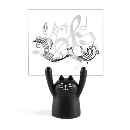 Support de notes de musique bleu et chat noir rigolo pour livre de chant