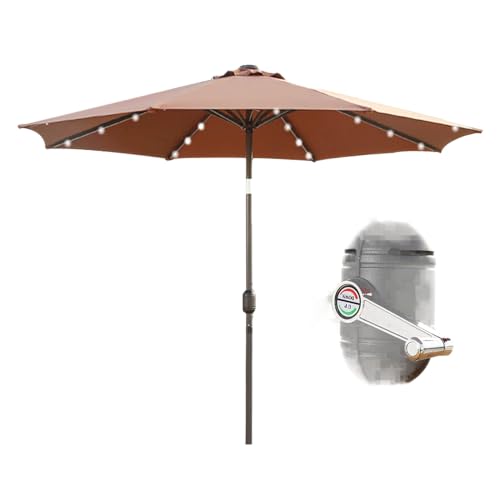 Parasol inclinable LED solaire 2.7m CLSDRZC à manivelle 8 baleines