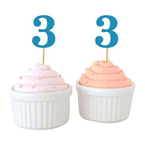 Darling Souvenir Number 3 Birthday Cupcake Toppers Birthday/Anniversary Party Dessert Decorations - Pack Of 20 Cover
