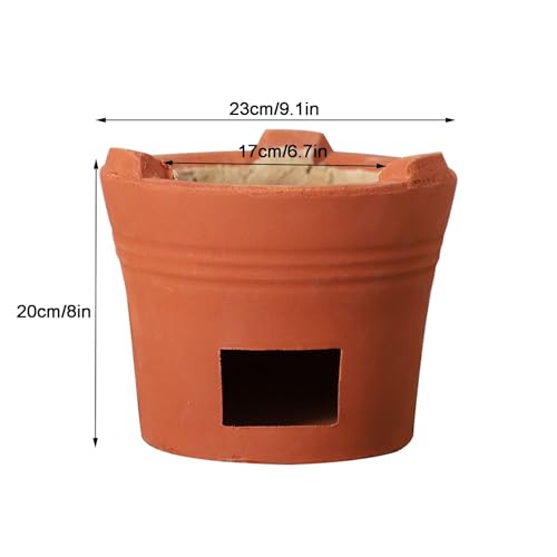 ZOLPINL Red Clay Charcoal Stove, Outdoor Pottery Barbecue Stove, Clay Grilling Stove, Home Heating Stove, Camping Barbecue Tool, for Outdoor Cooking Picnic(Large)