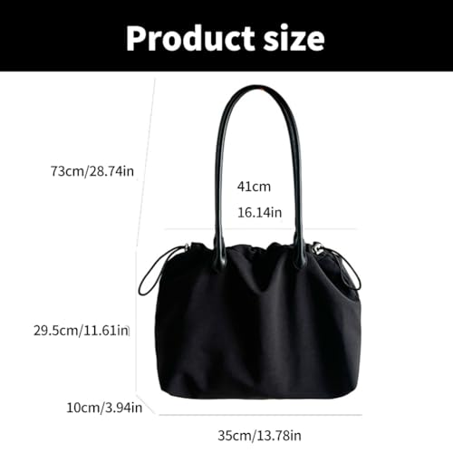 Sac à main en nylon noir imperméable pour cours et bureau