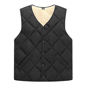 Minetom Veste sans Manches Homme en Hiver Gilet Doublure Polaire Padded Bodywarmer De Sport Doudoune Légère Manteau Epais Gilet De Plein Air avec Poches D Noir M