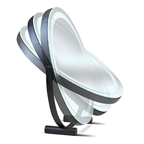 Caifie Schwenkbar schminkspiegel mit Beleuchtung dimmbar rund groß stehendspiegel 30 40 50cm Cover