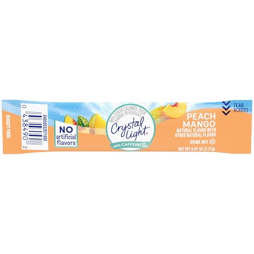 Image of Crystal Light Peach Mango On-The-Go Powdered Drink Mix with Caffeine, 0.07 oz Packet