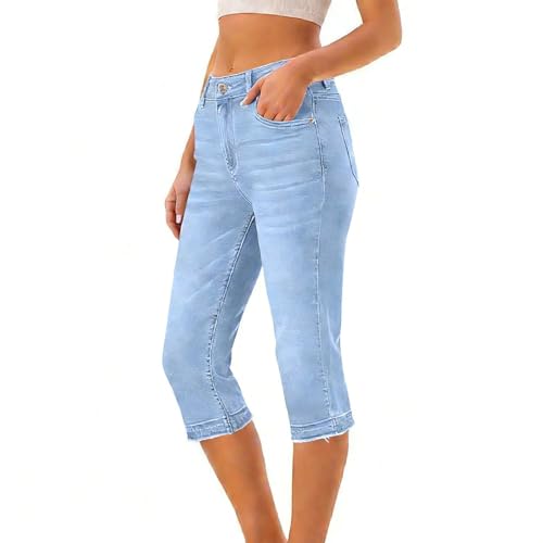 Pantalon trois-quarts léger en denim stretch avec coupe galbante - 2
