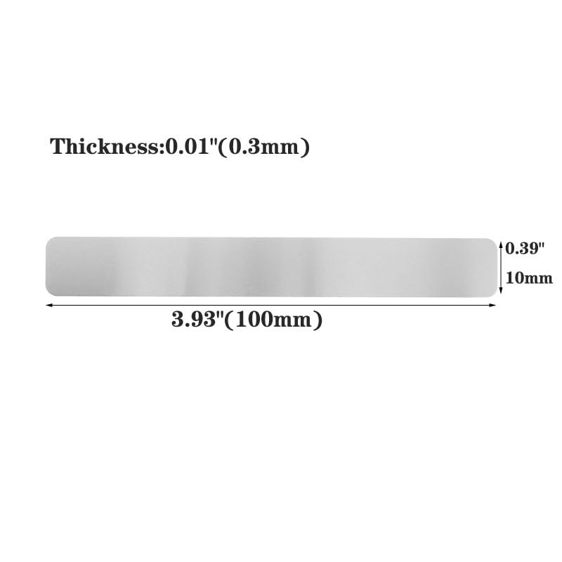 20pcs Plates Iron Sheet Galvanized 3.93"x0.39",Thickness 0.01" 100x10x0.3mm Anti-Rust Folding DIY Handmade Small Thin Metal Foil Strip