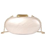 Ryxuzer Bolsa clutch de acrílico de luxo para mulheres, bolsa noturna creme perolado com fecho magnético, elegante bolsa formal para casamentos, festas e ocasiões especiais