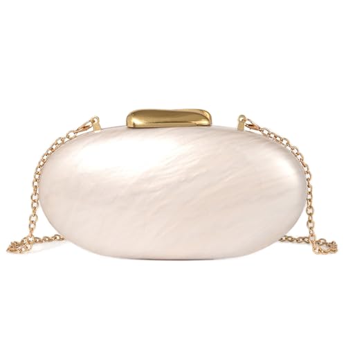 Ryxuzer Bolsa clutch de acrílico de luxo para mulheres, bolsa noturna creme perolado com fecho magnético, elegante bolsa formal para casamentos, festas e ocasiões especiais