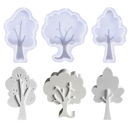 Silikonformen Gießformen Frühling 3 Stück Baum Silikonform Frühling Gießform Baum Gipsformen zum Gießen Baum Gießformen Silikon Frühling Silikon Gießform Kerzenform für Kerzen Gips (B)