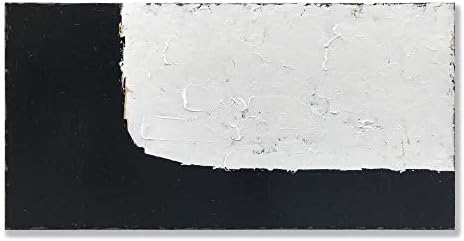 zoinart Hand painted Black and White Abstract Painting Minimalist Contemporary Art 24x48 inch Modern Canvas Wall Art Oil Painting on Canvas Art Living Room Bedroom Office Wall Decor