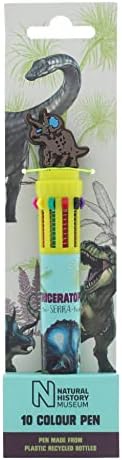 Natural History Museum Dinosaur Multi Colour Pen | Dinosaur Gifts & Stationery | Back to School Stationery Supplies | Writing Pen | 10 Colour Pen