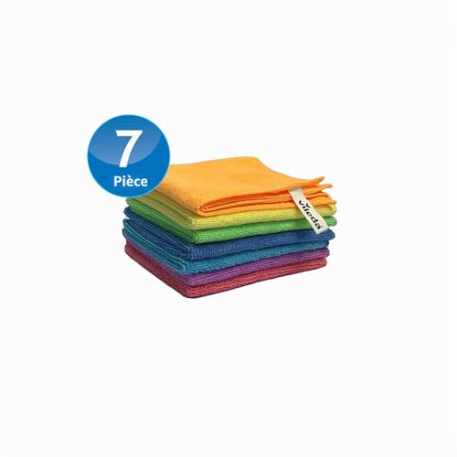 Vileda - Lavettes Microfibres Colors Multi-Usages - Efficacité Nettoyante Multi-Surfaces sans Trace - Torchons Cuisine Absorbants et Lavables - Chiffons Microfibres Ménage Haute Absorption - Lot de 7 – vue 2