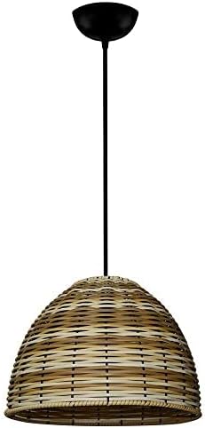 Lustre Luminária Pendente de Junco - Modelo Meia Bola (Pinus)