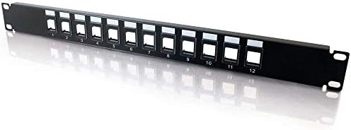 C2G 12-Port Patch Panel - Blank 1U Keystone Panel For Ethernet Cables - Works With Almost Any Snap-In Jack Including Cat6 - 03857, Black