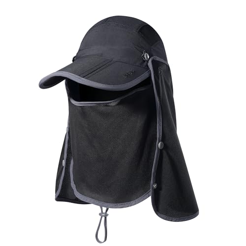 Chapeau de soleil détachable à 360° Boundless Voyage UPF 50+ protection nuque homme noir