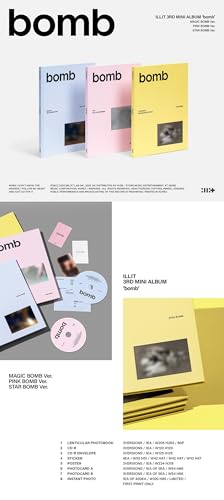 ILLIT 3er mini-álbum bomb Versión fotolibro aleatorio con contenido oficial K-Pop 3