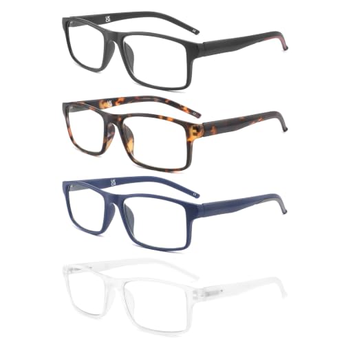 Image of 1.25 Professional Reading Glasses for Men for All Day - Computer Readers with Blue Light Protection -Spring Hinge- Value Pack