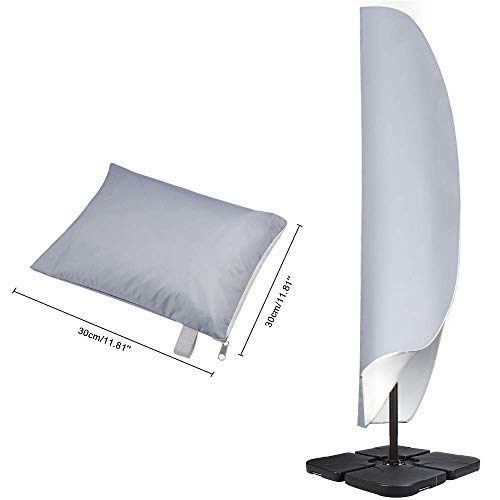 Cantilever Parasol Cover Waterproof, Fit for 2.5m 2.7m 3m 4m Patio Large Overhanging Outdoor Parasol Durability 600D Oxford Waterproof UV Resistant Rain Protection Banana Parasol Cover with Zip Grey - Image 4
