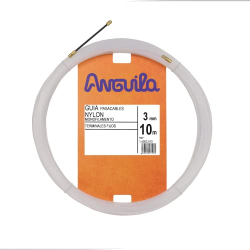 Anguila | Guía Pasacables | Terminales Fijos | Monofilamento | Nylon | Color Blanco | Diámetro 3mm | 10 metros
