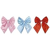 School Girl kawaii Uniform Bow Tie, Women Anime Bowtie For Lolita & Godmother & Cosplay or Fairy Necktie Costume W-B-T6 (Set of 3 - Pink, Sky Blue, Red)