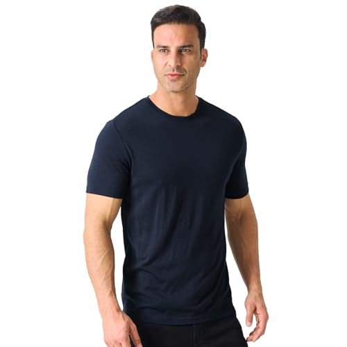 Merino Protect Merino Wool T Shirts Men Odor Resistance Functional T-Shirt Lightweight Undershirt for Hiking Traveling