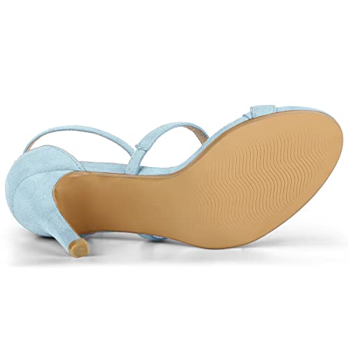 Allegra K Allegra K Women's Open Toe Triple Straps Stiletto Heel Sky Blue Sandal 9 M US