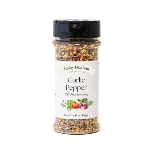 Image of Lesley Elizabeth Garlic Pepper Salt Free Seasoning - All-Natural Garlic & Black Pepper Blend | Salt-Free Spice for Chicken, Vegetables, Pasta & Gourmet Cooking