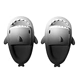 Cysincos Cloud Slides for Women Men, Shark Pillow Slides for Women, House Slippers Shower Shoes Indoor Outdoor Open Toe Sandals, Comfort Lightweight, Thick Sole Non-Slip, Easy Clean,Grey & Dark Grey