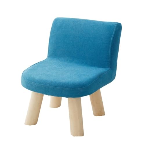 Negosu子供用椅子木製の小さな低い背もたれ付き学習スツール低型かわいい低子リビングルームファッション玄関で靴を履き替えるためのスツール (40cm,ダークブルー)