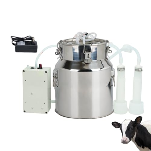 14L Cow Milking Machine Electric Milker, Goat Milking Machine with Pulsation Vacuum System, Durable Stainless Steel Bucket for Home Farms(Wired version)
