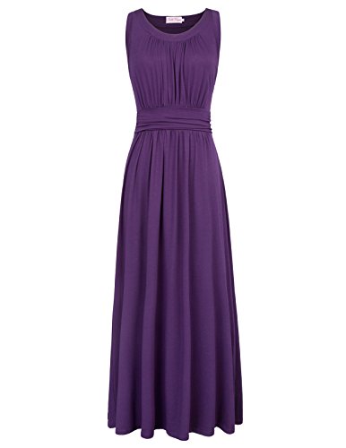 Cotton High Stretchy Long Maxi Dress for Women A line Size L Purple
