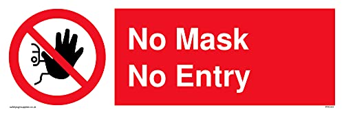 Confezione Da 5 – No Mask No Entry Sign – 300 X 100 Mm – L31
