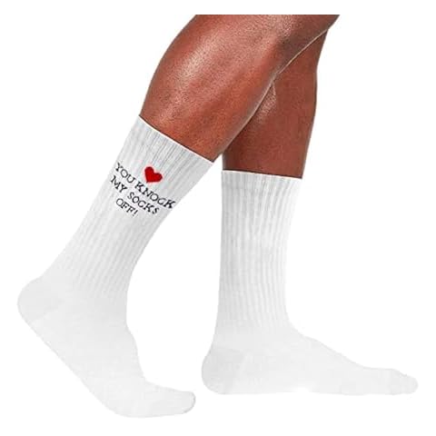 Light Autumn Love Socks with Message - Novelty Birthday, Anniversary, or Valentine's Day Present for Boyfriend or Husband - Woven Socks with Fade-Resistant Message You Knock My Socks Off! Cover