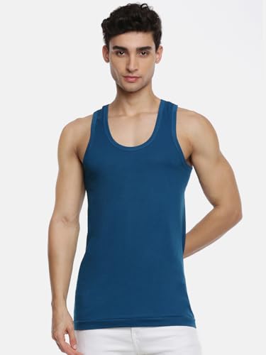 Image of RAMRAJ COTTON Pack of 4 Men's Multicolor Scoop Neck Sleeveless Cotton Undershirt Vest(Multicolor;80)