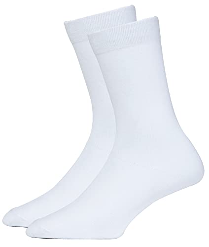 Image of RC. ROYAL CLASS Boys and Girls Calf Length White Plain Organic Cotton School Socks (Pack of 5 Pairs)