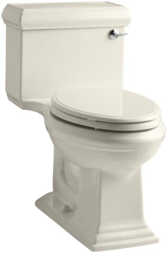 KOHLER K-3812-RA-47 Memoirs Classic Comfort Height One-Piece Elongated 1.28 GPF Toilet with AquaPiston Flush Technology and Right-Hand Trip Lever, Almond