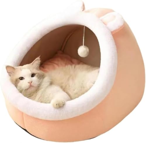 オールシーズン対応 半密閉型 断熱防寒 冬暖かい 室内用 小型犬・猫・小動物適用 猫ハウス・犬小屋・ペットベッド (ピンク)